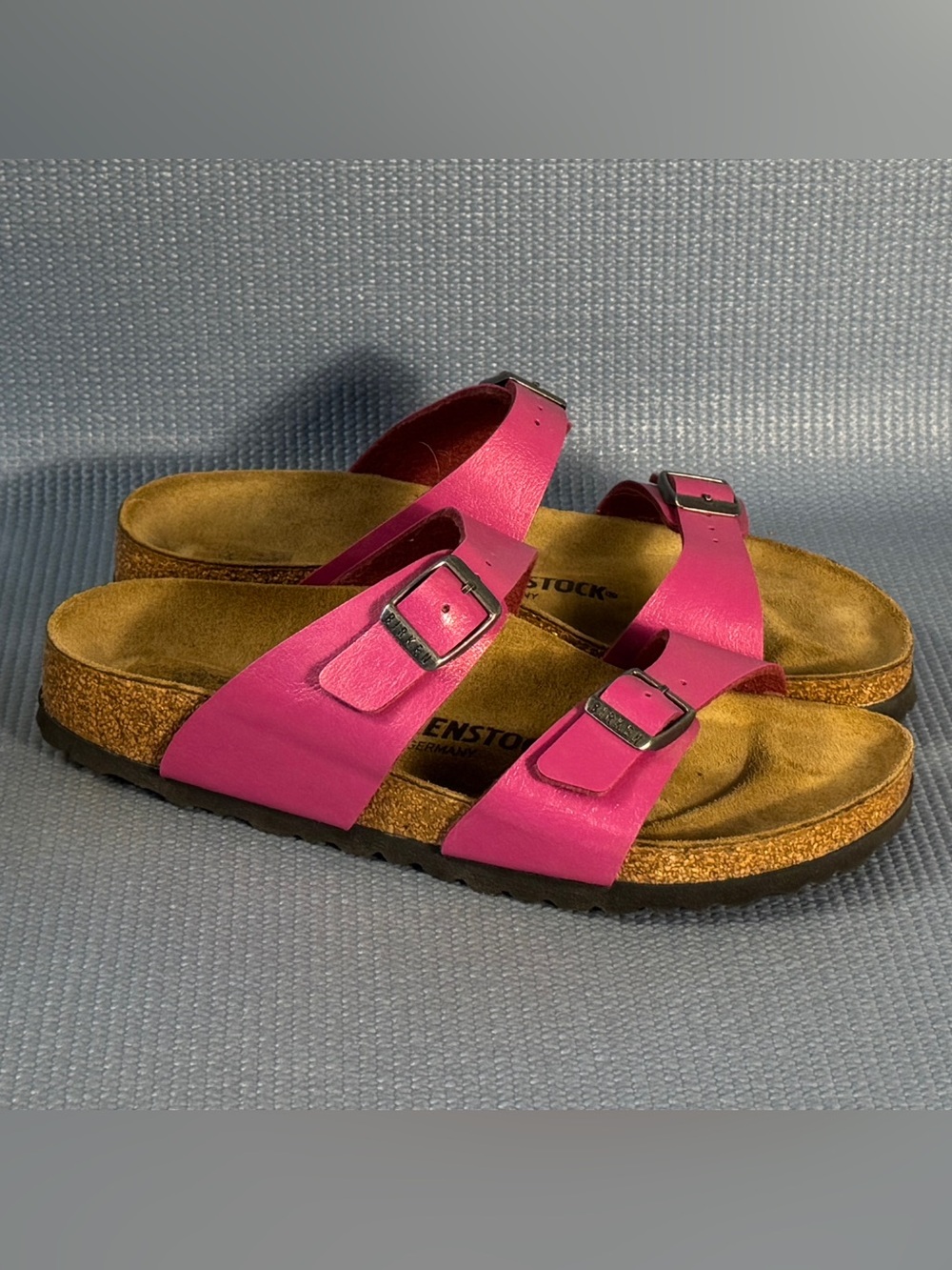 Birkenstock Sydney Burke-Flor Magenta Slide Leather Sandal Women’s Sz 7 US 38 EU